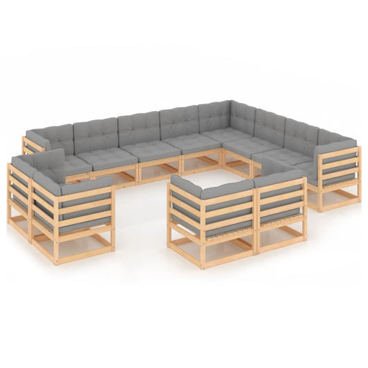 Set Divani da Giardino 12 pz con Cuscini Legno Massello di Pino cod mxl 44232