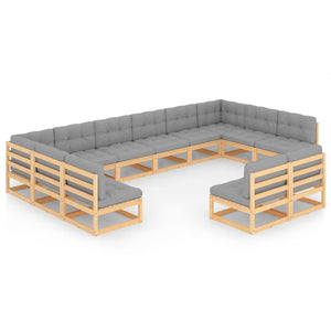 Set Divani da Giardino 12 pz con Cuscini Legno Massello Pino cod mxl 38280