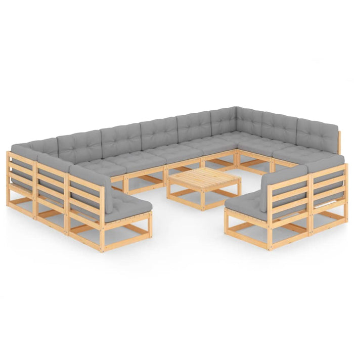 Set Divani da Giardino 13 pz con Cuscini Legno Massello di Pino cod mxl 38297