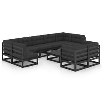 Set Divani da Giardino 10 pz con Cuscini Massello di Pino Nero cod mxl 42566