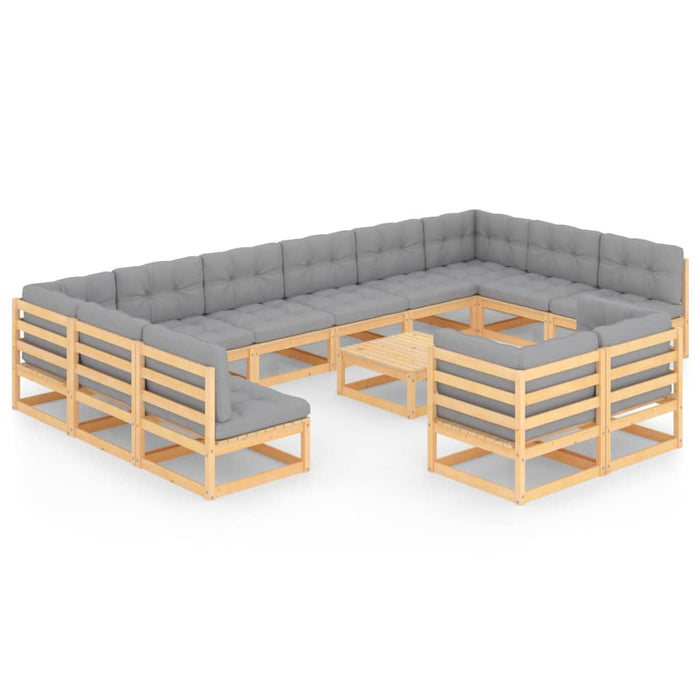 Set Divani da Giardino 13 pz con Cuscini Legno Massello di Pino 3077279