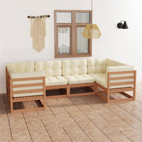 Set Salotto Giardino e Cuscini 6 pz Legno Massello Pino Ambra 3077297