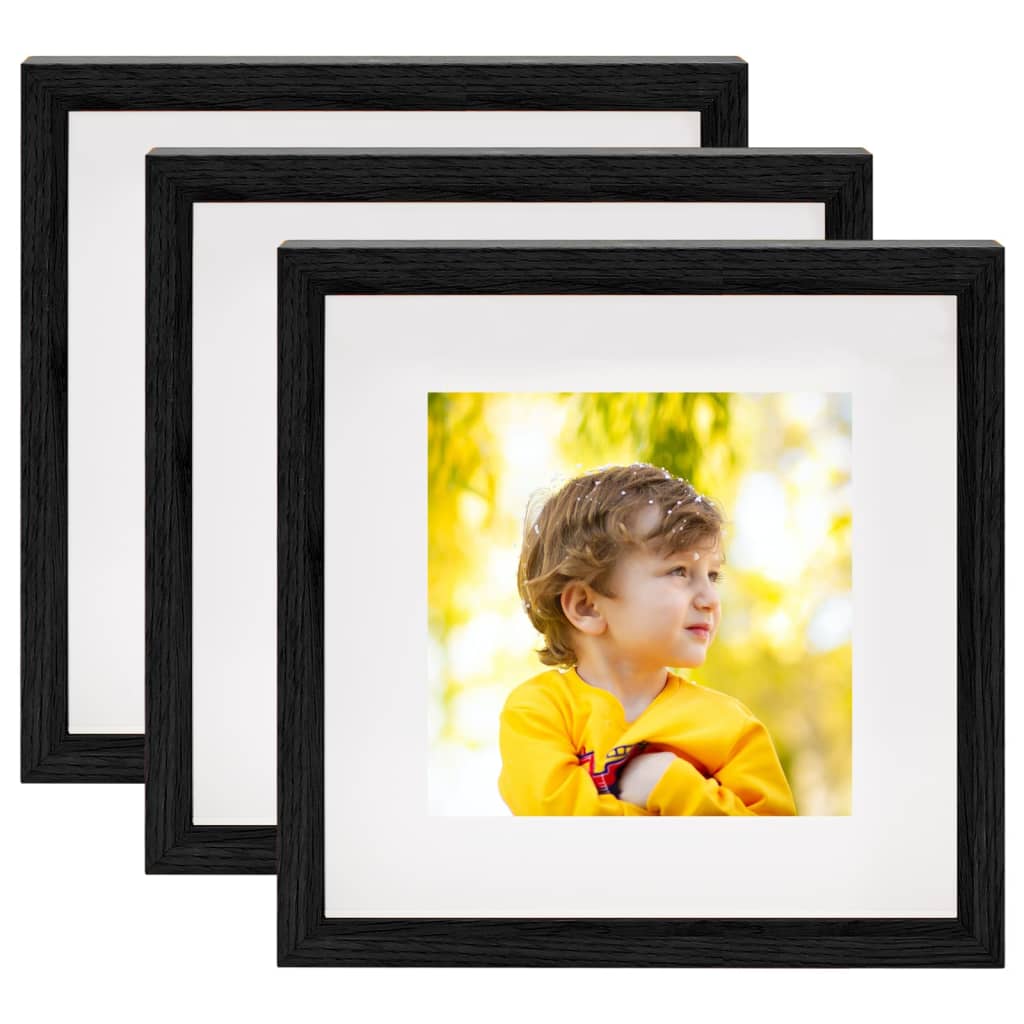 Set di Cornici Fotografiche 3D 3 pz Nero 23x23 cm Foto 13x13 cm 332738