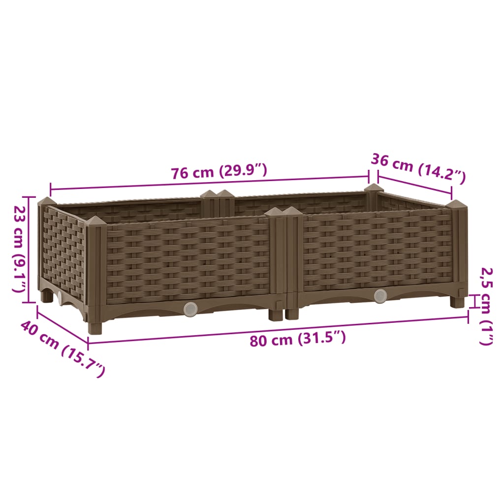 Fioriera Rialzata 80x40x23 cm in Polipropilene 316512