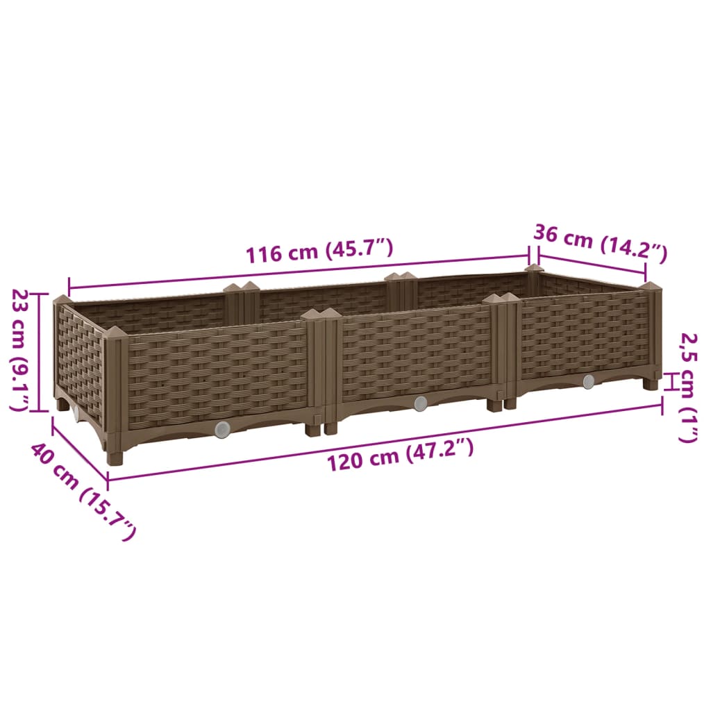 Fioriera Rialzata 120x40x23 cm in Polipropilene 316513