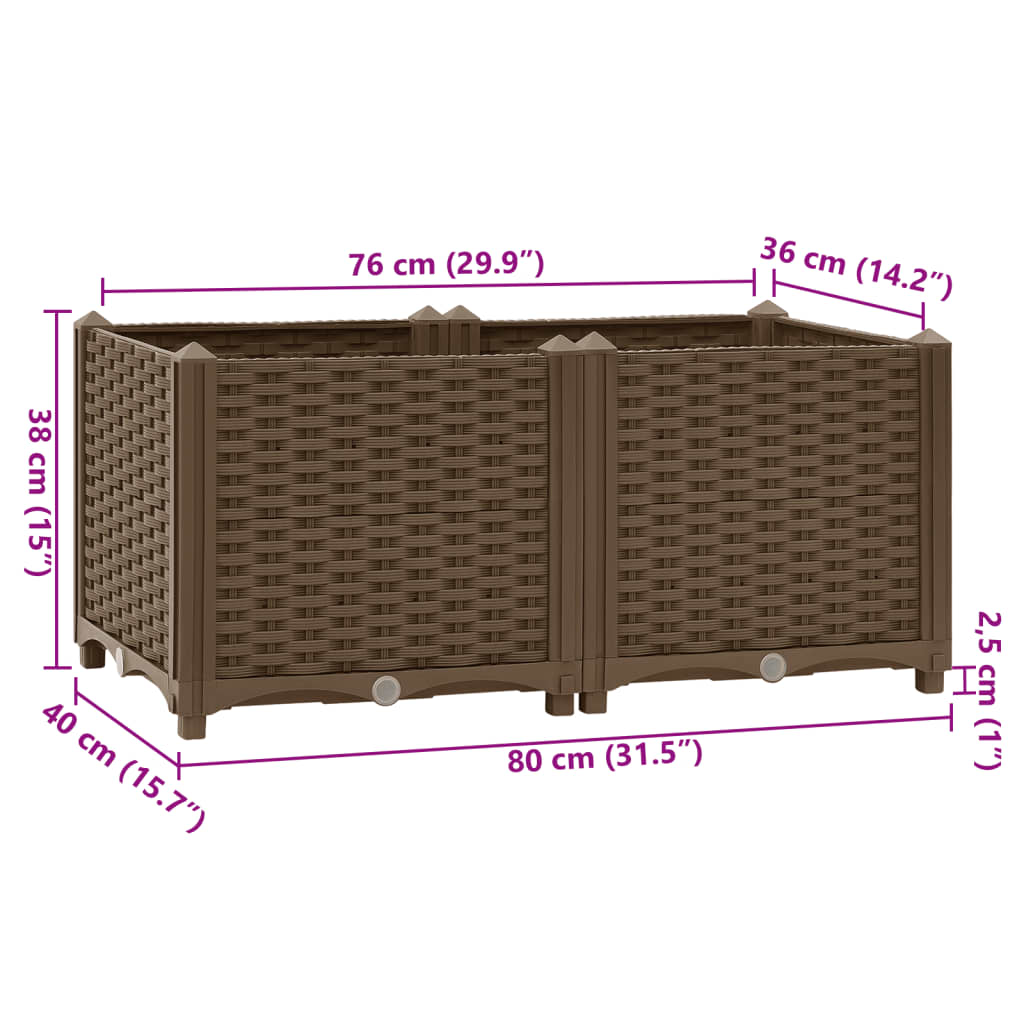 Fioriera Rialzata 80x40x38 cm in Polipropilene cod mxl 67013