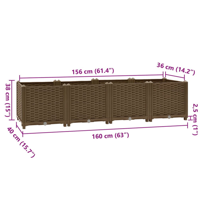 Fioriera Rialzata 160x40x38 cm in Polipropilene 316518