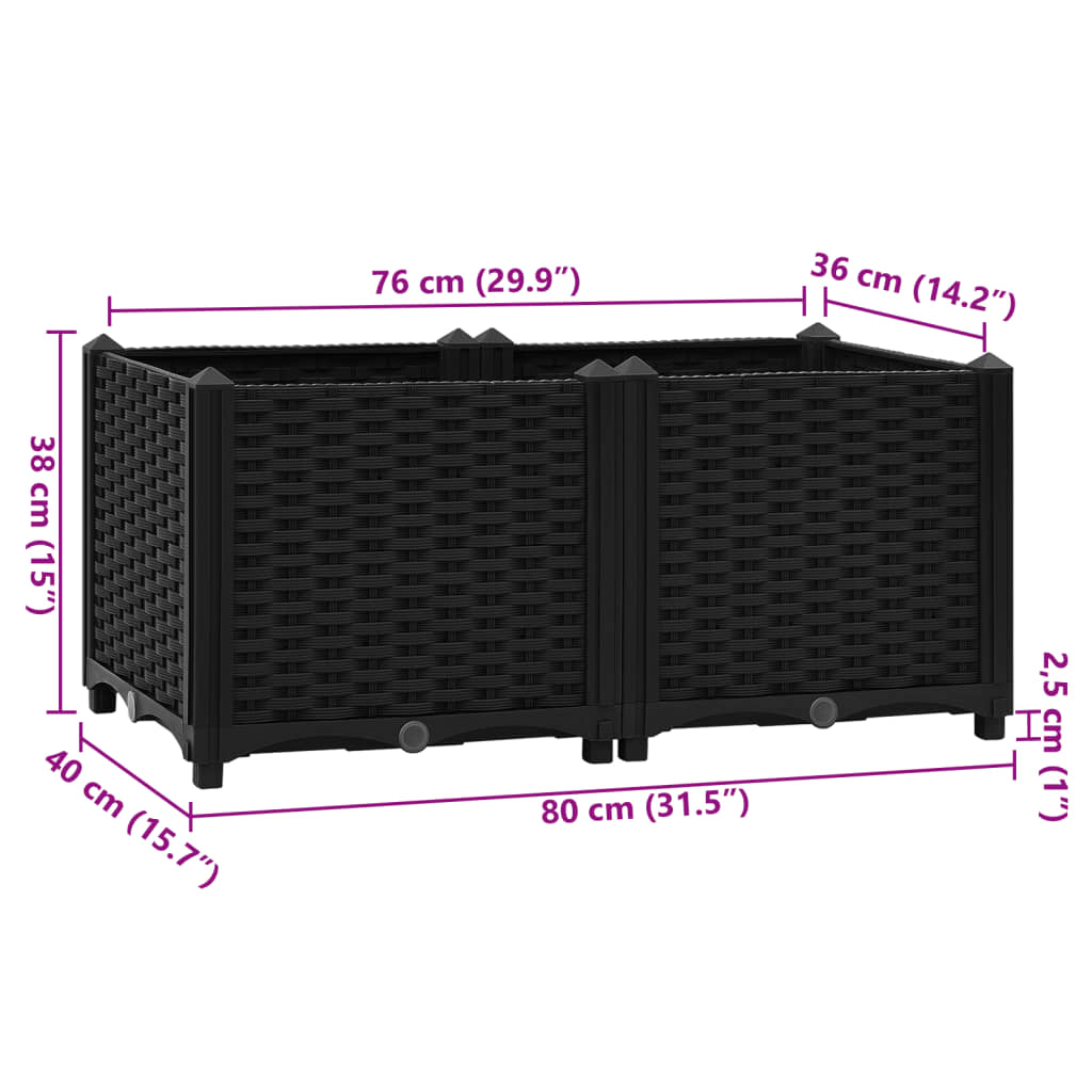 Fioriera Rialzata 80x40x38 cm in Polipropilene 316531