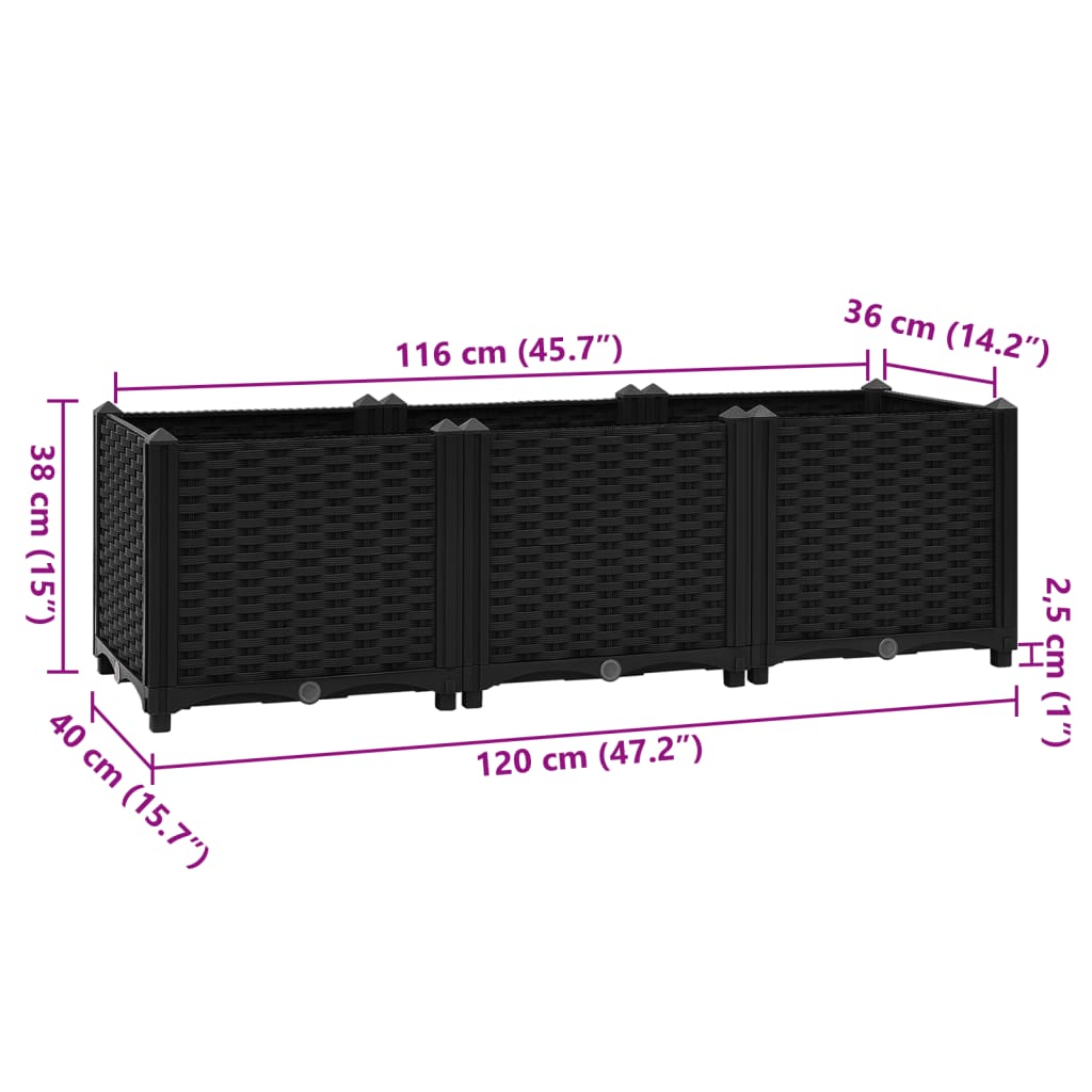 Fioriera Rialzata 120x40x38 cm in Polipropilene cod mxl 67423