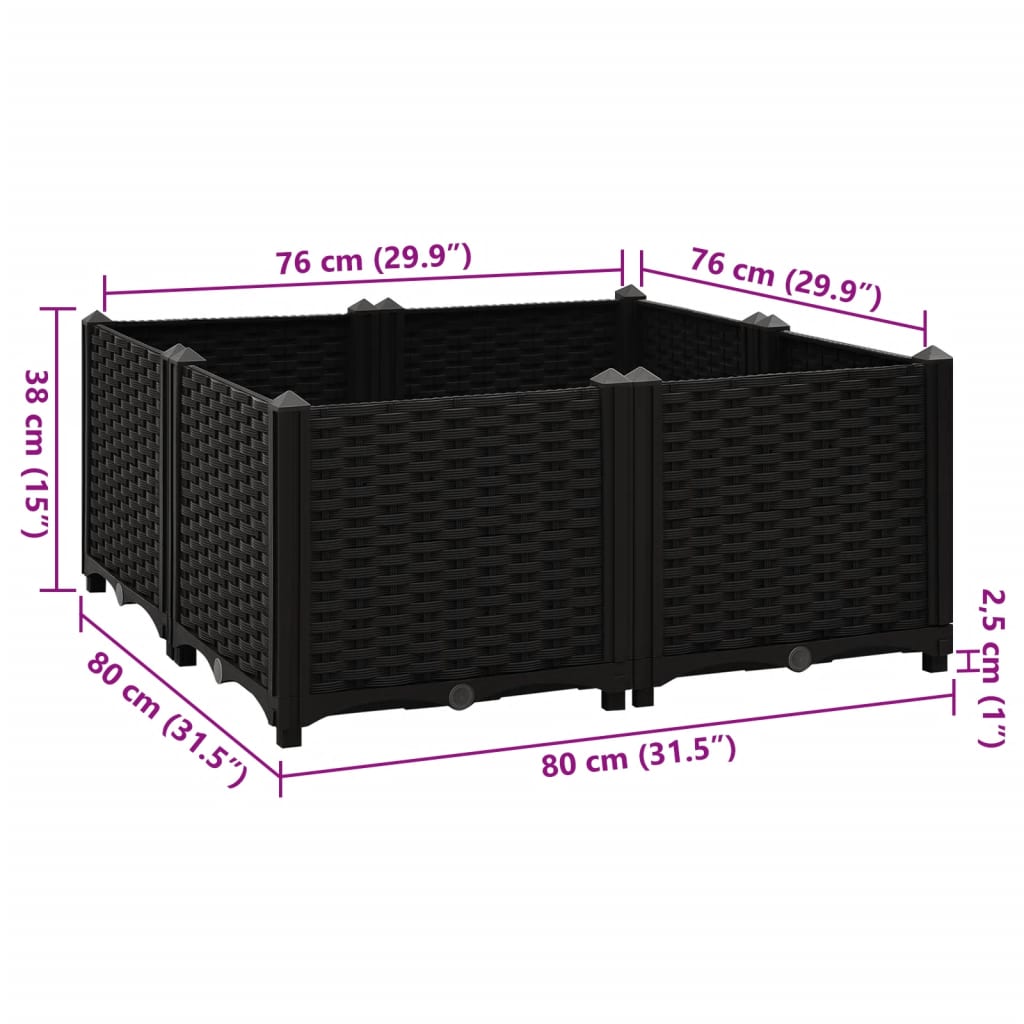 Fioriera Rialzata 80x80x38 cm in Polipropilene cod mxl 67028