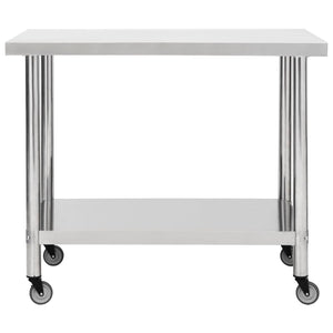 Tavolo da Lavoro Cucina con Ruote 100x30x85 cm in Acciaio Inox cod mxl 74431