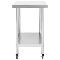 Tavolo da Lavoro Cucina con Ruote 100x45x85 cm in Acciaio Inox 51638