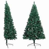 Set Albero Natale Artificiale a Metà LED e Palline Verde 180 cm 3077479