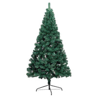 Set Albero Natale Artificiale a Metà LED e Palline Verde 180 cm 3077479