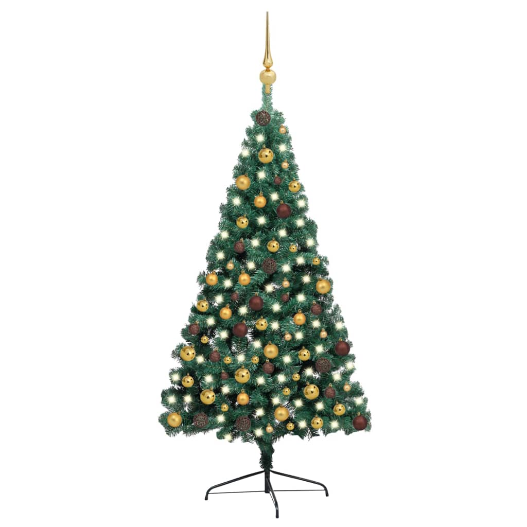 Set Albero Natale Artificiale a Metà LED e Palline Verde 210cm  cod mxl 24712