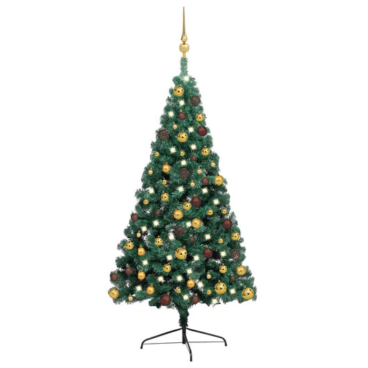 Set Albero Natale Artificiale a Metà LED e Palline Verde 240cm  cod mxl 17223