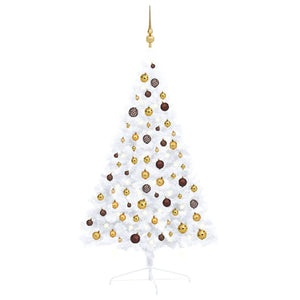 Set Albero Natale Artificiale a Metà LED Palline Bianco 120cm  cod mxl 27635