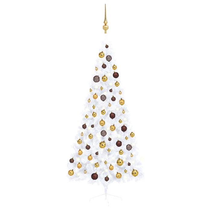 Set Albero Natale Artificiale a Metà LED Palline Bianco 180cm  cod mxl 27352