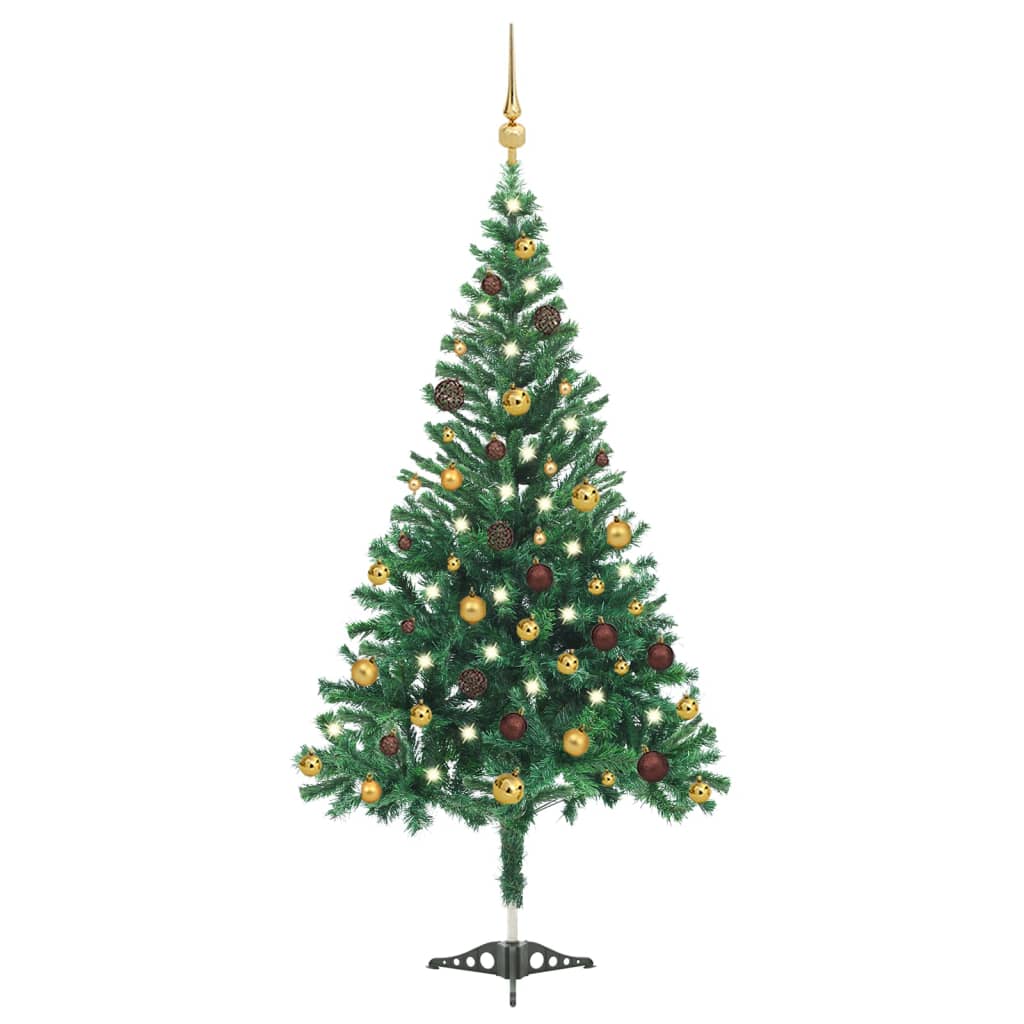 Set Albero Natale Artificiale con LED e Palline 210 cm 910 Rami cod mxl 6951