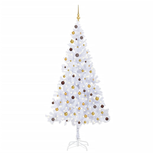 Set Albero Natale Artificiale con LED e Palline 210 cm 910 Rami cod mxl 67941