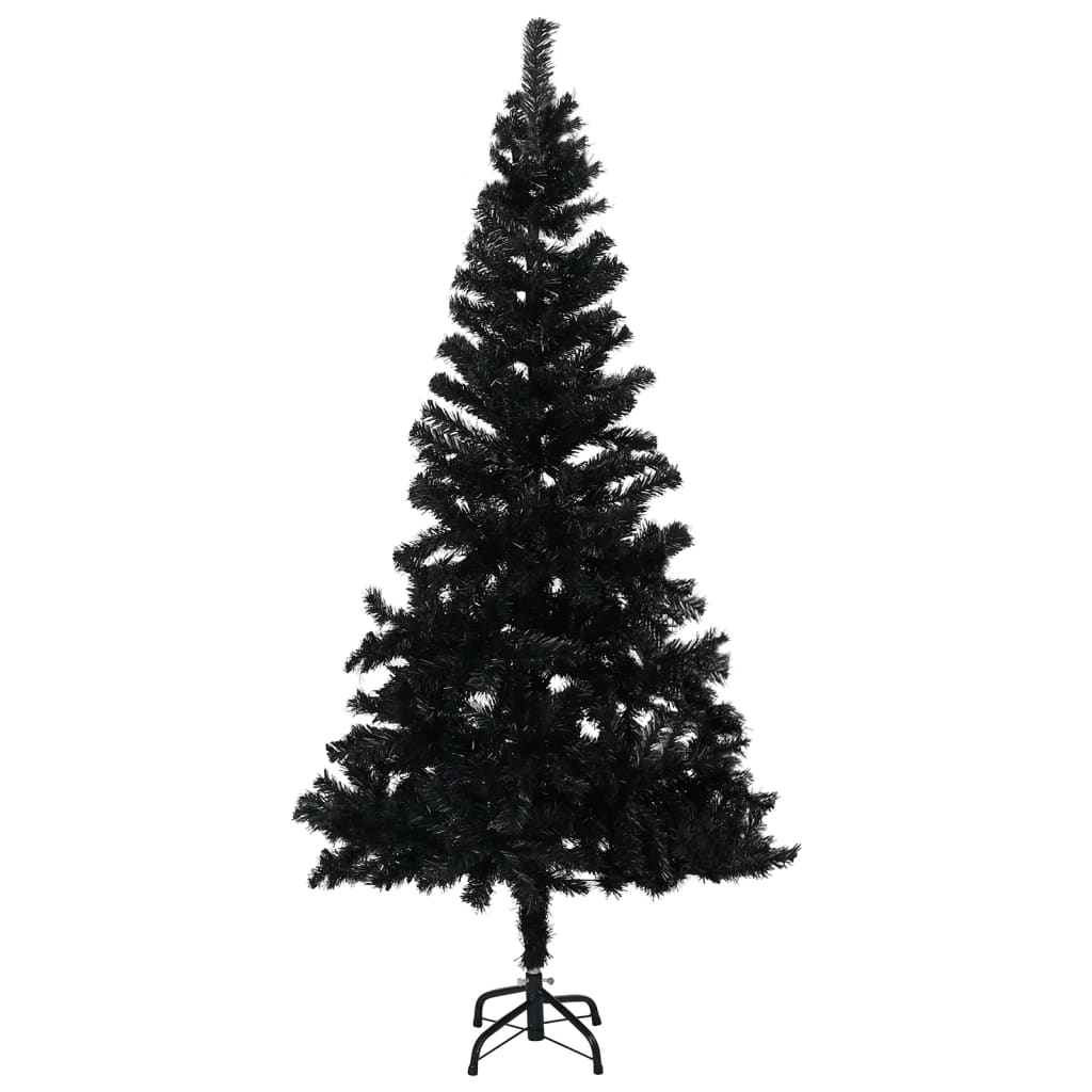 Set Albero Natale Artificiale con LED e Palline Nero 210 cm PVC cod mxl 36019