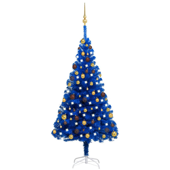 Set Albero Natale Artificiale con LED e Palline Blu 150 cm PVC cod mxl 24682