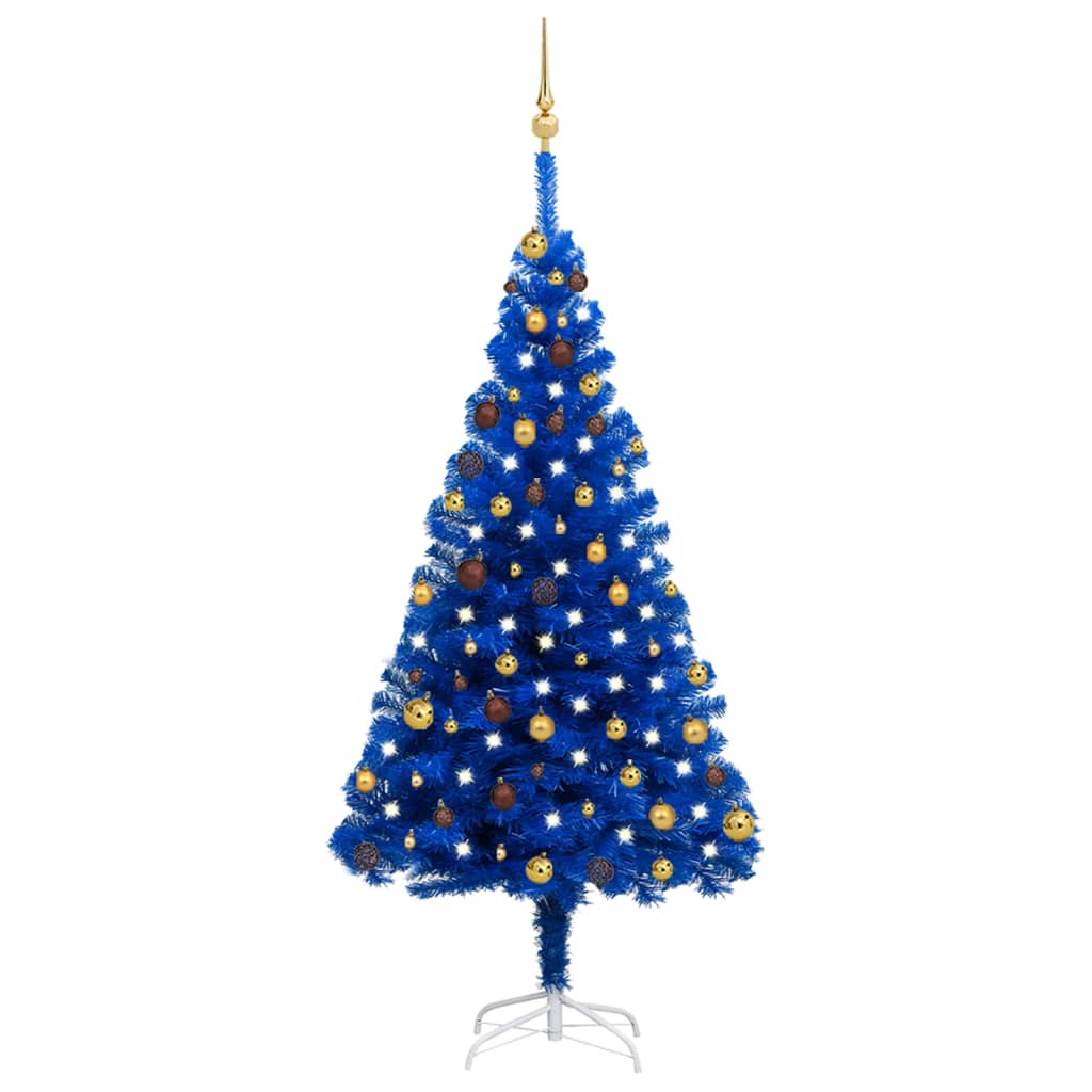 Set Albero Natale Artificiale con LED e Palline Blu 180 cm PVC cod mxl 24677