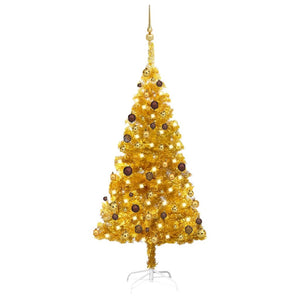 Set Albero Natale Artificiale con LED e Palline Oro 150cm PET cod mxl 24731