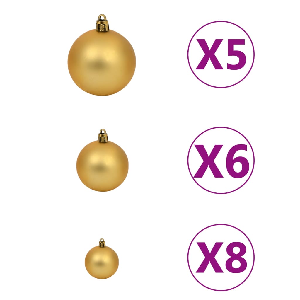 Set Albero Natale Artificiale con LED e Palline Oro 150cm PET cod mxl 24731