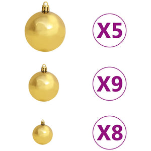 Set Albero Natale Artificiale con LED e Palline Oro 150cm PET cod mxl 24731