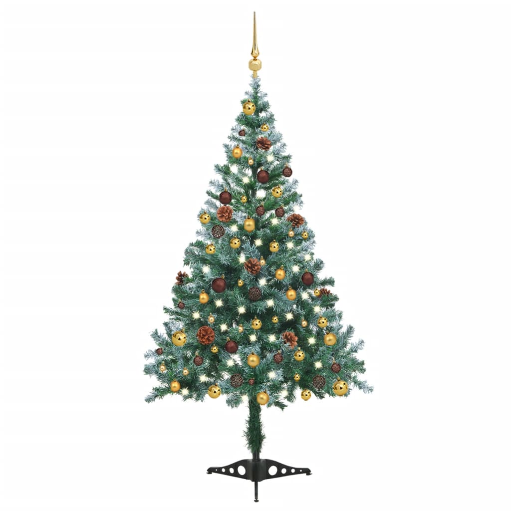 Set Albero Natale Satinato con LED Palline e Pigne 150 cm  cod mxl 27115