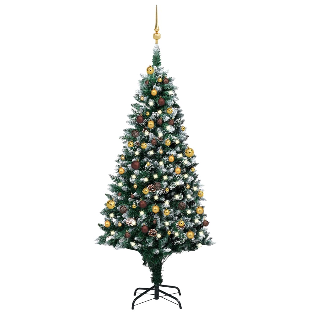 Set Albero Natale Artificiale con LED Palline e Pigne 180 cm 3077531