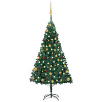 Set Albero Natale Artificiale con LED e Palline Verde 150cm PVC cod mxl 67954