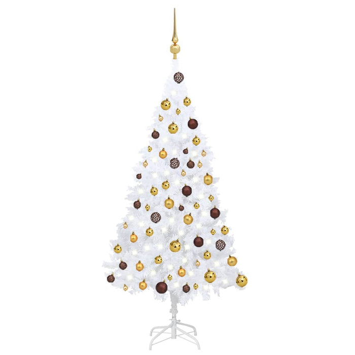 Set Albero Natale Artificiale con LED Palline Bianco 120cm PVC cod mxl 34511