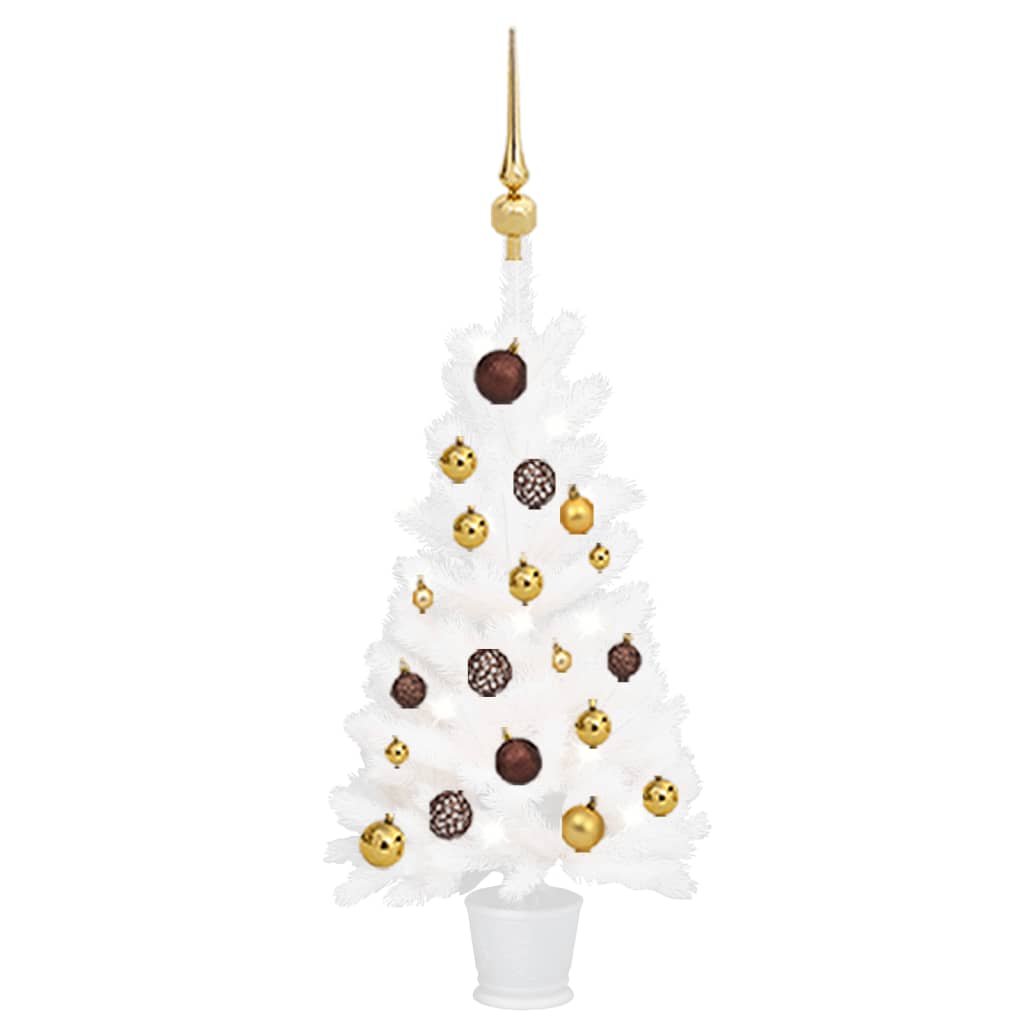 Set Albero Natale Artificiale con LED e Palline Bianco 90 cm  cod mxl 26226