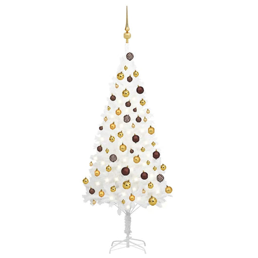 Set Albero Natale Artificiale con LED e Palline Bianco 120 cm 3077546