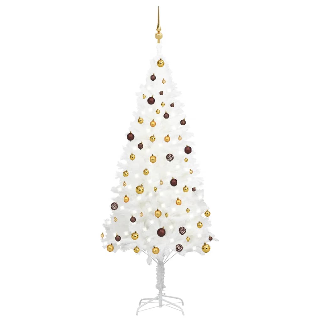 Set Albero Natale Artificiale con LED e Palline Bianco 210 cm  cod mxl 26648