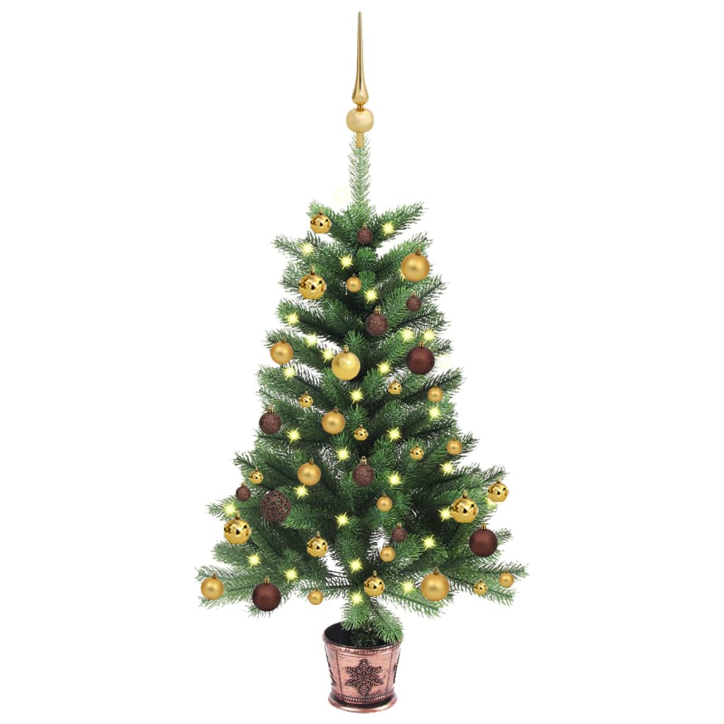 Albero di Natale Artificiale con LED e Set Palline 65 cm Verde cod mxl 9212