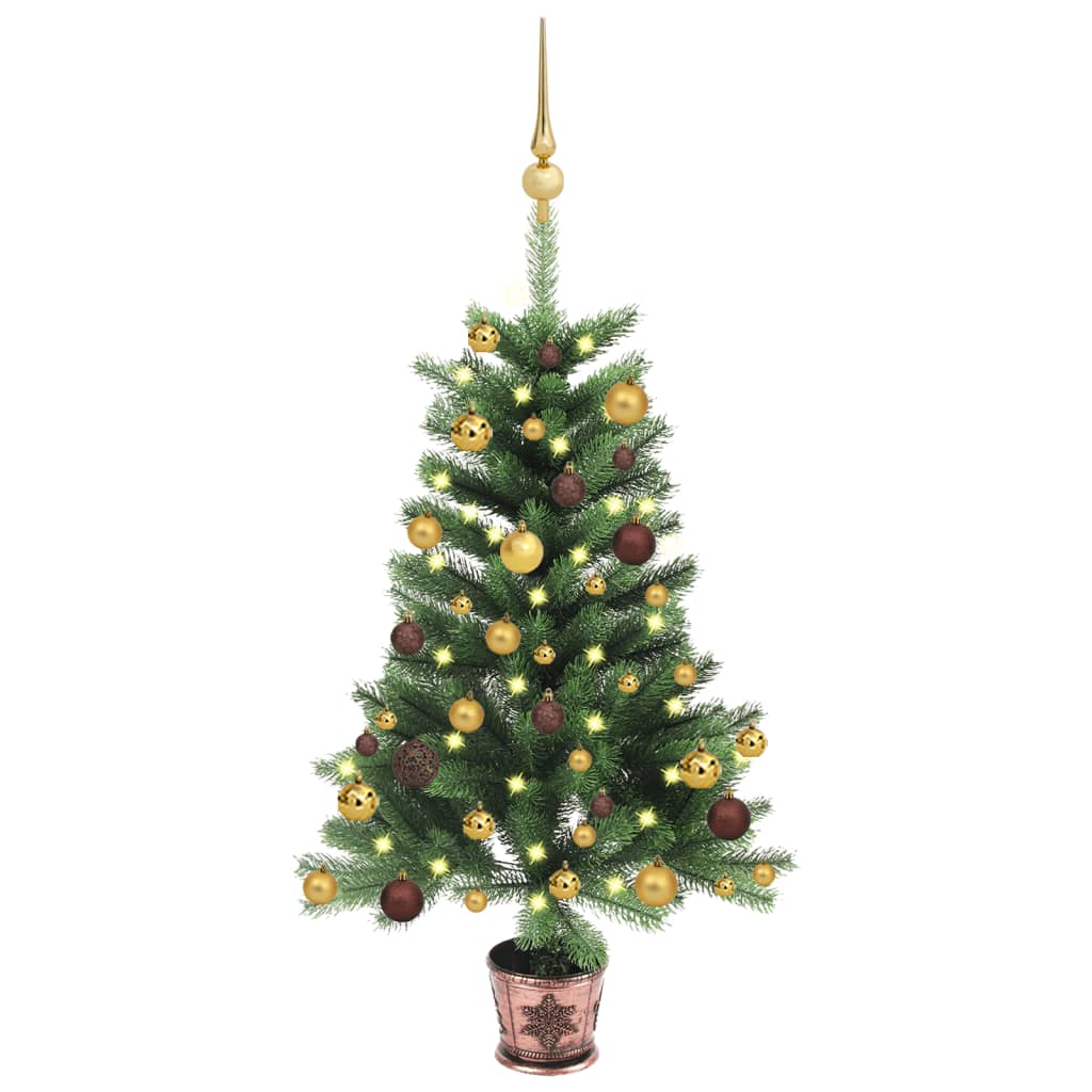 Albero di Natale Artificiale con LED e Set Palline 90 cm Verde cod mxl 15617