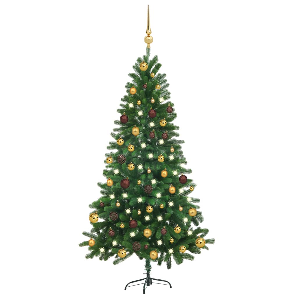 Set Albero Natale Artificiale con LED e Palline Verde 150 cm  cod mxl 19677