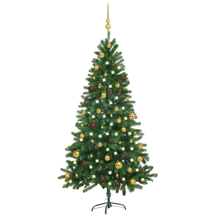 Set Albero Natale Artificiale con LED e Palline Verde 180 cm  cod mxl 18332