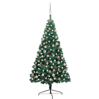 Set Albero Natale Artificiale a Metà LED e Palline Verde 180cm  cod mxl 19919