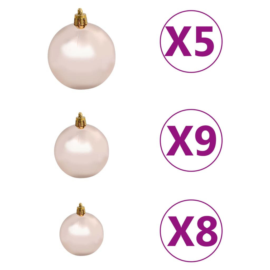 Set Albero Natale Artificiale a Metà LED Palline Bianco 120cm  cod mxl 27636