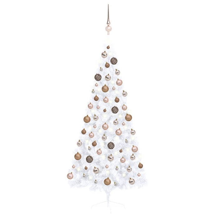 Set Albero Natale Artificiale a Metà LED Palline Bianco 180cm  cod mxl 27350