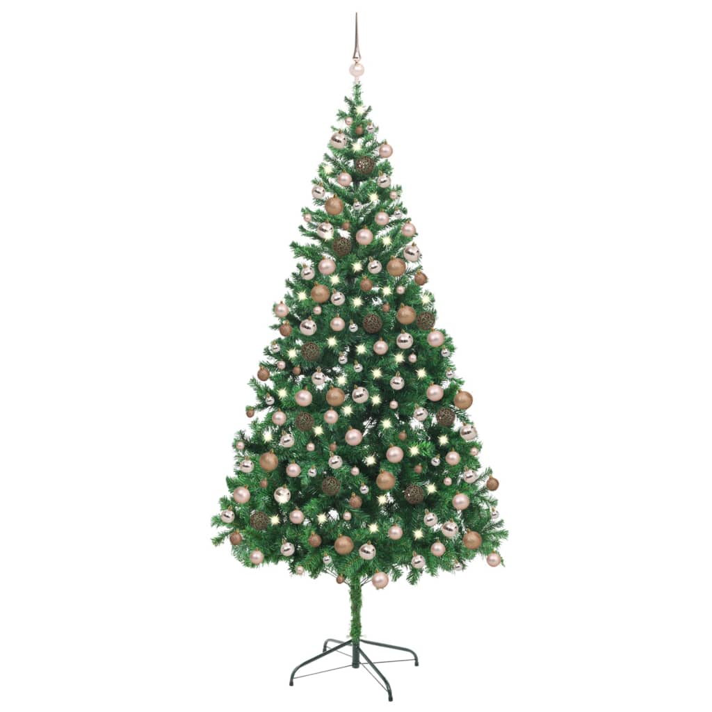 Set Albero Natale Artificiale con LED e Palline 210 cm 910 Rami   cod mxl 6950