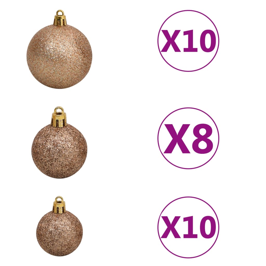 Set Albero Natale Artificiale con LED e Palline 210 cm 910 Rami   cod mxl 6950