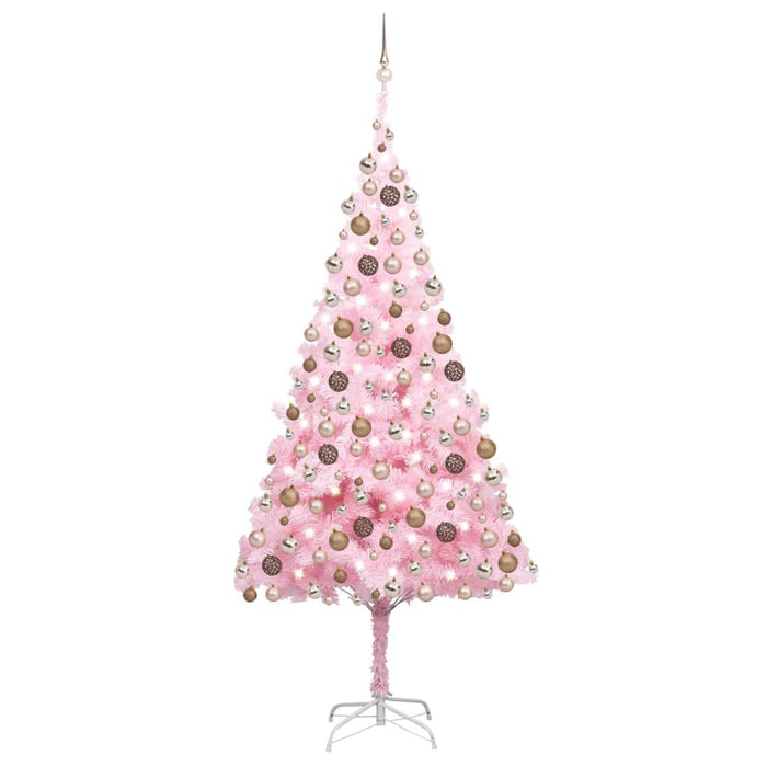 Set Albero Natale Artificiale con LED e Palline Rosa 210 cm PVC cod mxl 28038