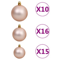 Set Albero Natale Artificiale con LED e Palline Rosa 210 cm PVC cod mxl 28038