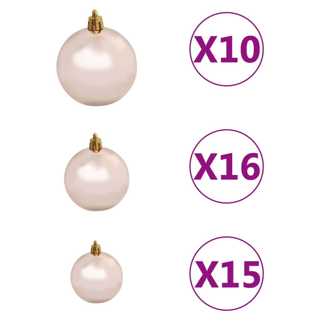 Set Albero Natale Artificiale con LED e Palline Rosa 210 cm PVC cod mxl 28038