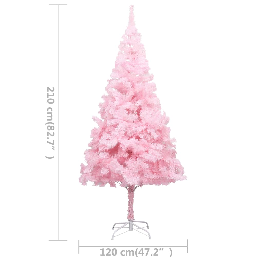 Set Albero Natale Artificiale con LED e Palline Rosa 210 cm PVC cod mxl 28038